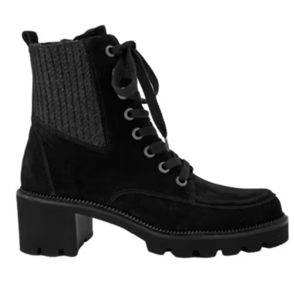Black suede leather ankle / combat boots. Women’s US sizes
